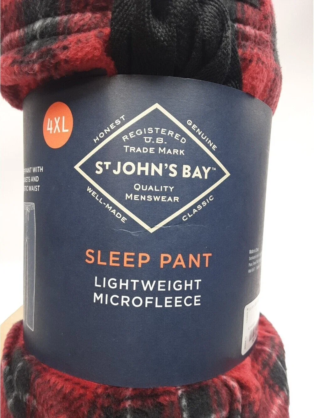 St. Johns Bay - Men's 4XL - Red Tartan Fleece Sleep Pants - Pajama Bottoms
